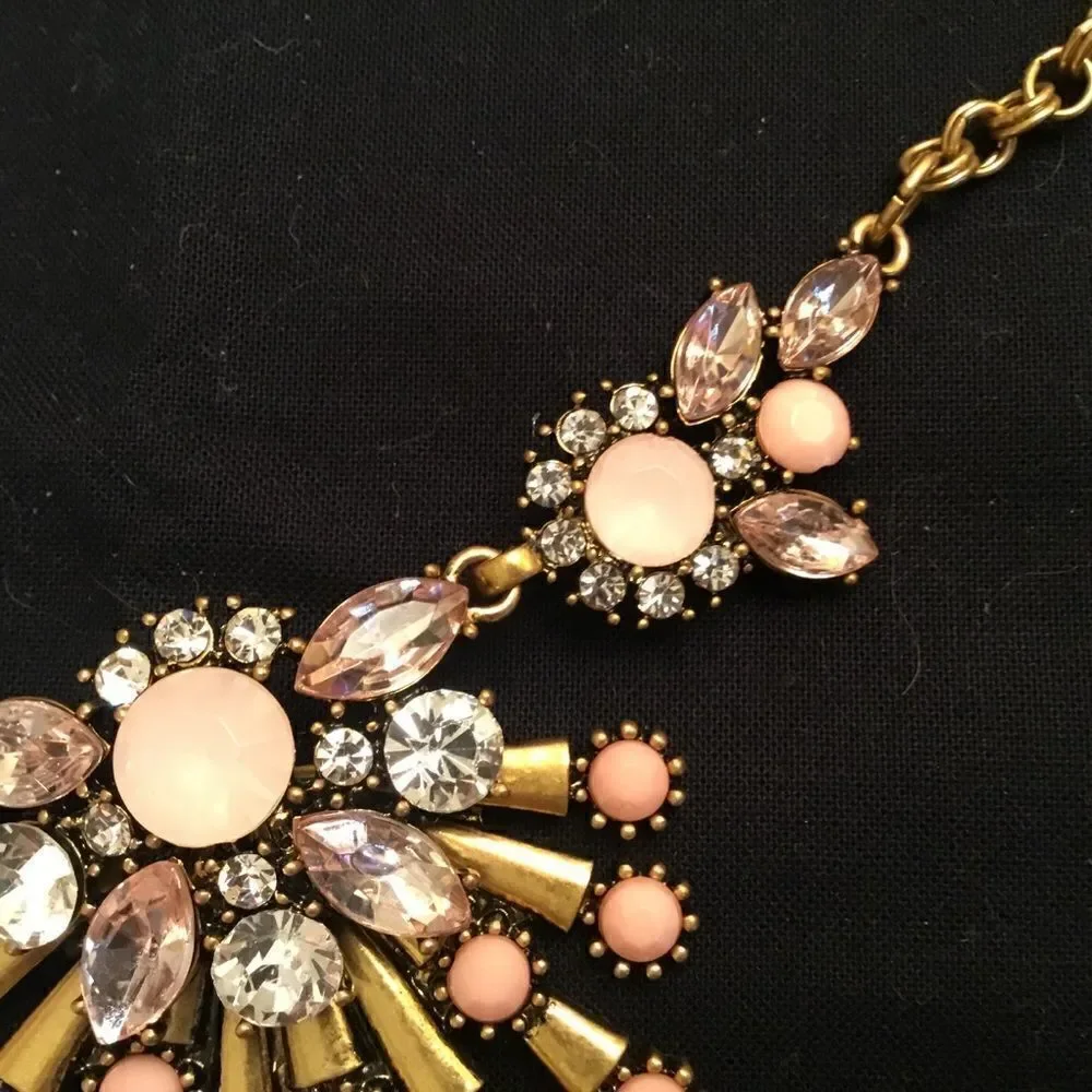 Blush, Pink and Clear Stone & Crystals Goldtone Necklace